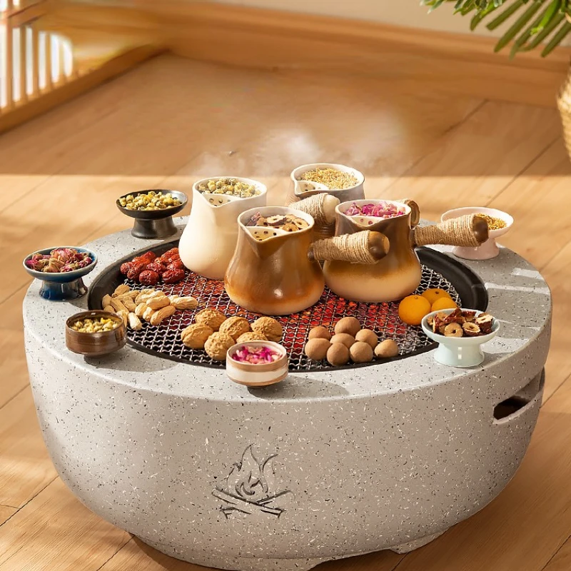 

Outdoor Charcoal Brazier Stand: Artificial Marble Household Winter Tea Boiling Indoor Heating Stove Barbecue Grill