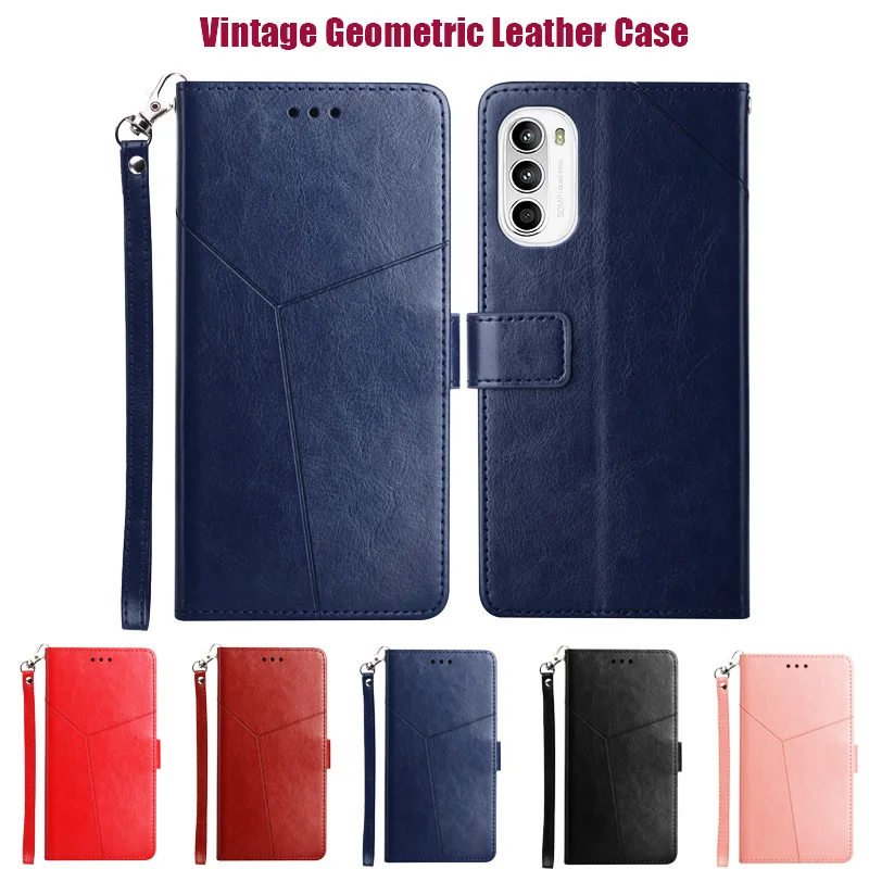 Luxury Retro Line Embossed Leather Flip Phone Case For Oppo A76 A96