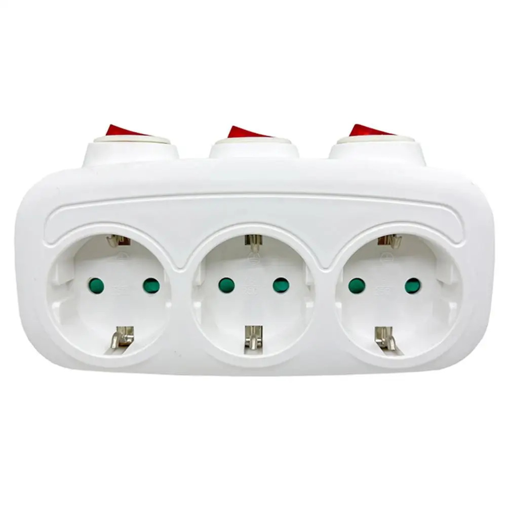 Description Picture 3 of itemEU Extension Socket Outlet With Switch ON/OFF Electrical Plug European Standard German Power Converter Plug Adapter 16A 250V EU