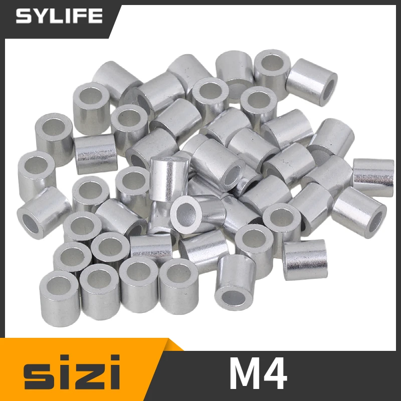

Round Holes M4 Aluninum Crimping Loop Sleeve for 4mm Wire Rope Pack of 50