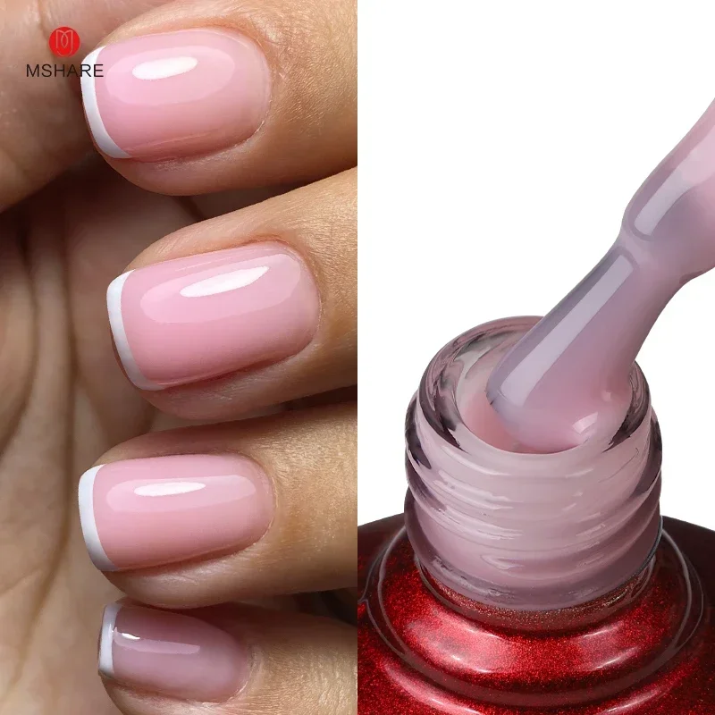Milky Pink Glitter Camouflage Gel Nail Polish - 10ml UV LED Soak Off