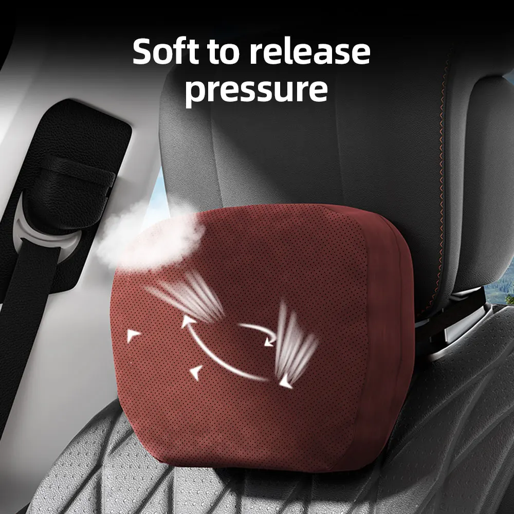 Top Automotive Headrest Lumbar Support Suede Neck Support Seat Resting Pillow Breathable Neck Protection Soft Car Accessories