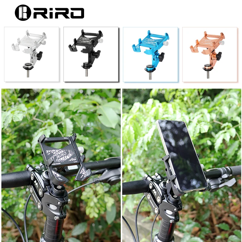 

RIRO Bicycle Mobile Phone Holder Stem Mount Mountain Bike Phone Holder 360°Adjustable Phone Stand Stable Shockproof Bracket