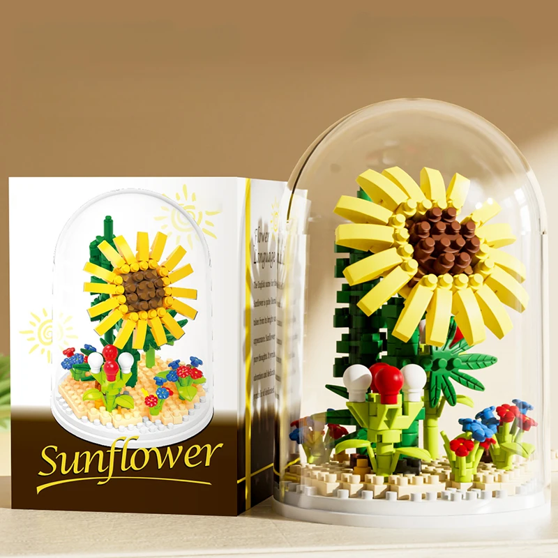 Flower Building Block Eternal Rose Sunflower Blocks Bouquet