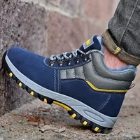 Winter Warm Men's Safety Boots Blue High-end Fashion Anti Puncture Protection Toe Work Boots Protective Shoes Indestructible