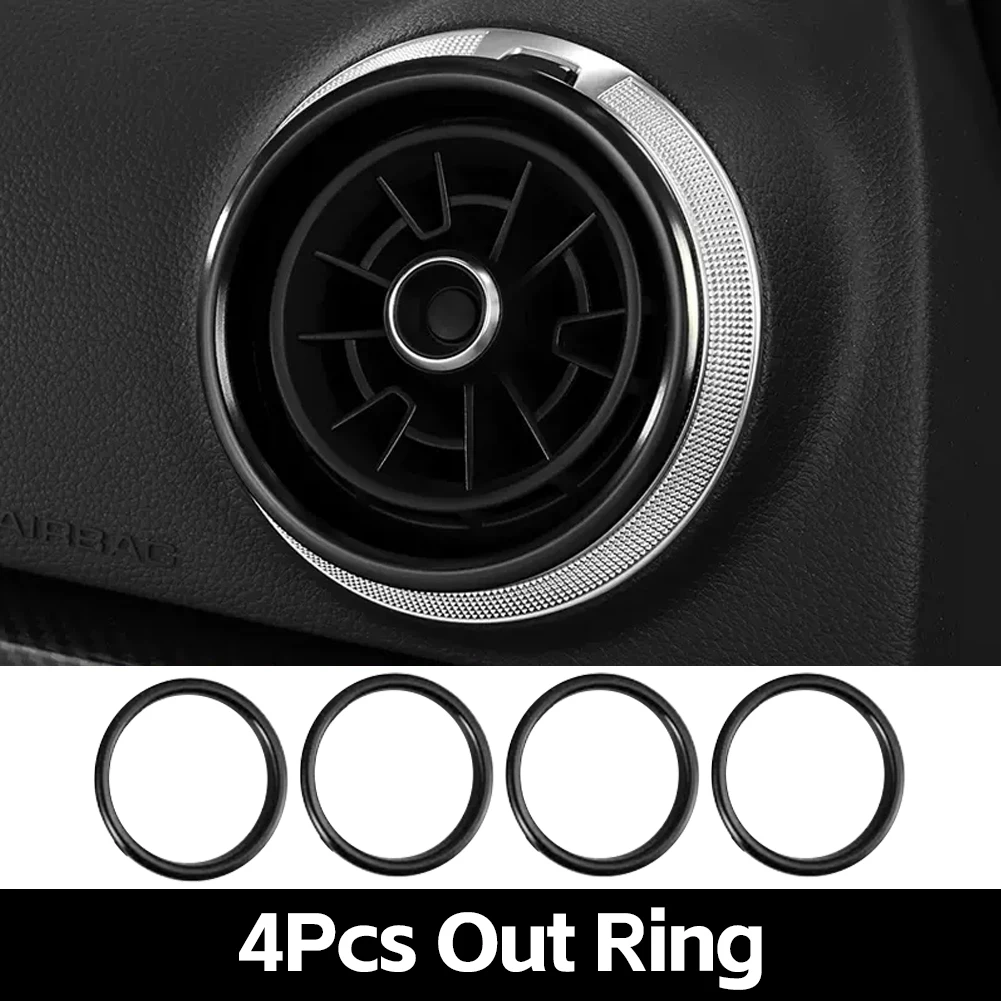 4 Anelli Copri Manopola Aria Condizionata Auto In Metallo Colore Argento Per Interni Audi A3 8V 2012-2019