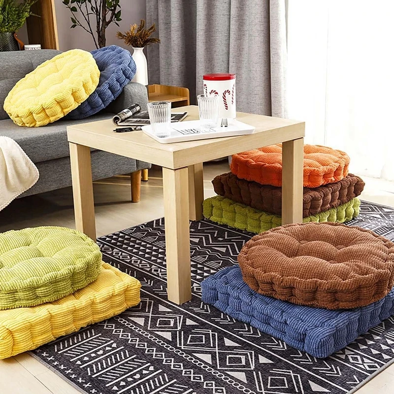 Inyahome Tufted Corduroy Thicken Floor Seat Cushion,for Balcony Tatami Meditation,Soft,Thickened for Office, Bedroom