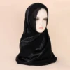 Middle Eastern New Gold Craft Fabric Splice Chiffon Handmade Diamond Decoration Versatile Muslim Women's Headband Scarf Hijab 5