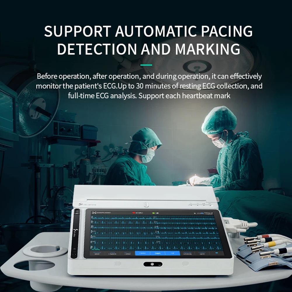 Lepu 18 Leads Smart Portable ECG Monitor with Printer AI Analysis Diagnosis Tablet Touch Screen for Families Clinics