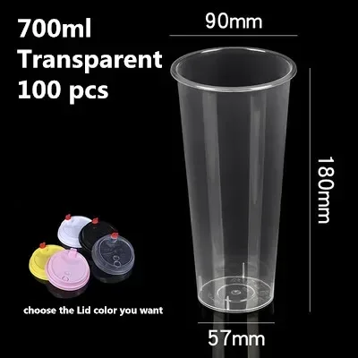 Disposable plastic Transperent juice cup with lid