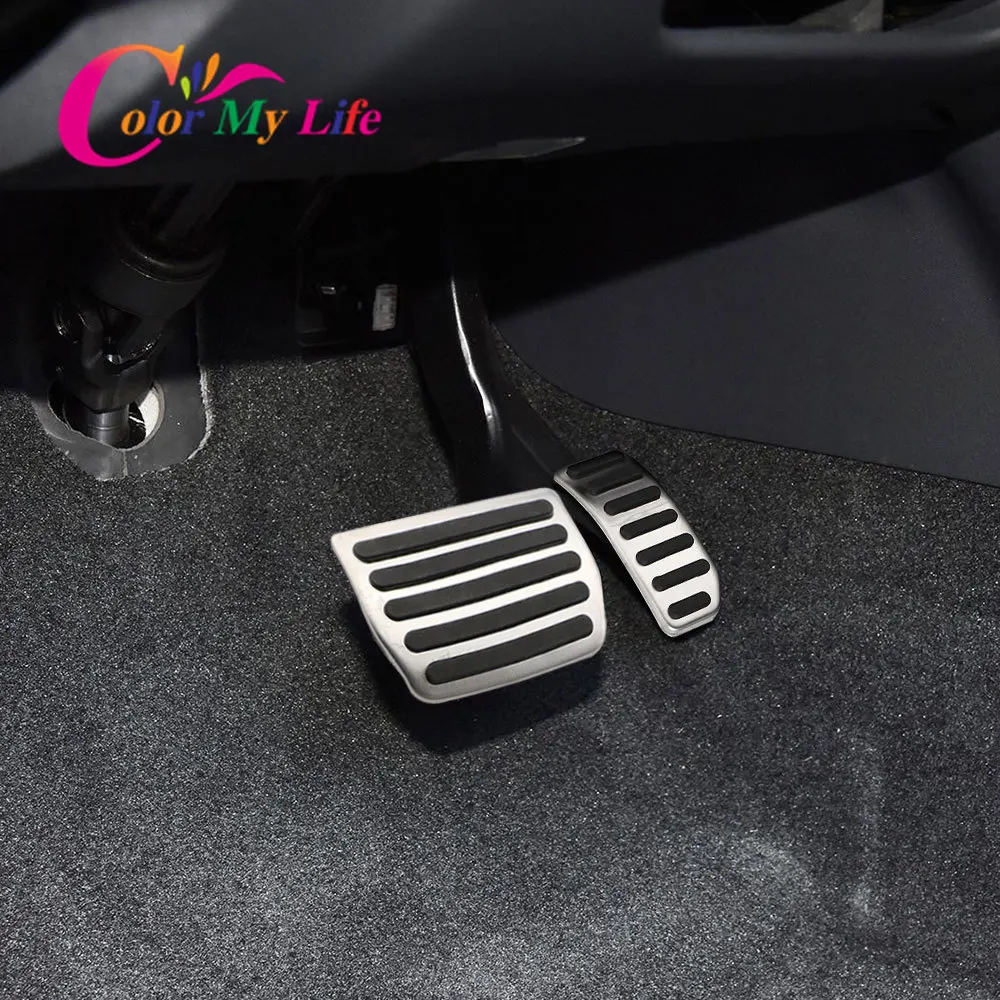 Color My Life Car Stainless Steel AT MT Gas Pedal Brake Pedals for Volvo XC60 XC70 V60 V70 S40 S60 S80L C30 Accessories Parts