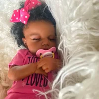 50 CM Finished Reborn Baby Doll LouLou Sleeping African American Girl Newborn Dark Skin Soft Hand-Rooted Hair Christmas Gift Toy 3