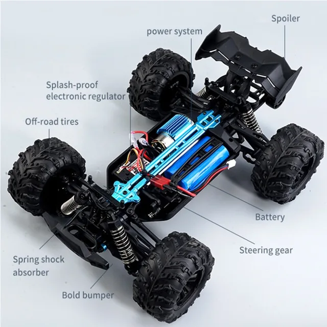 Rc Cars Off Road 4x4 with LED Headlight 1/16 Scale Rock Crawler 4WD High Speed Drift Remote Control Monster Truck Christmas Toys 4