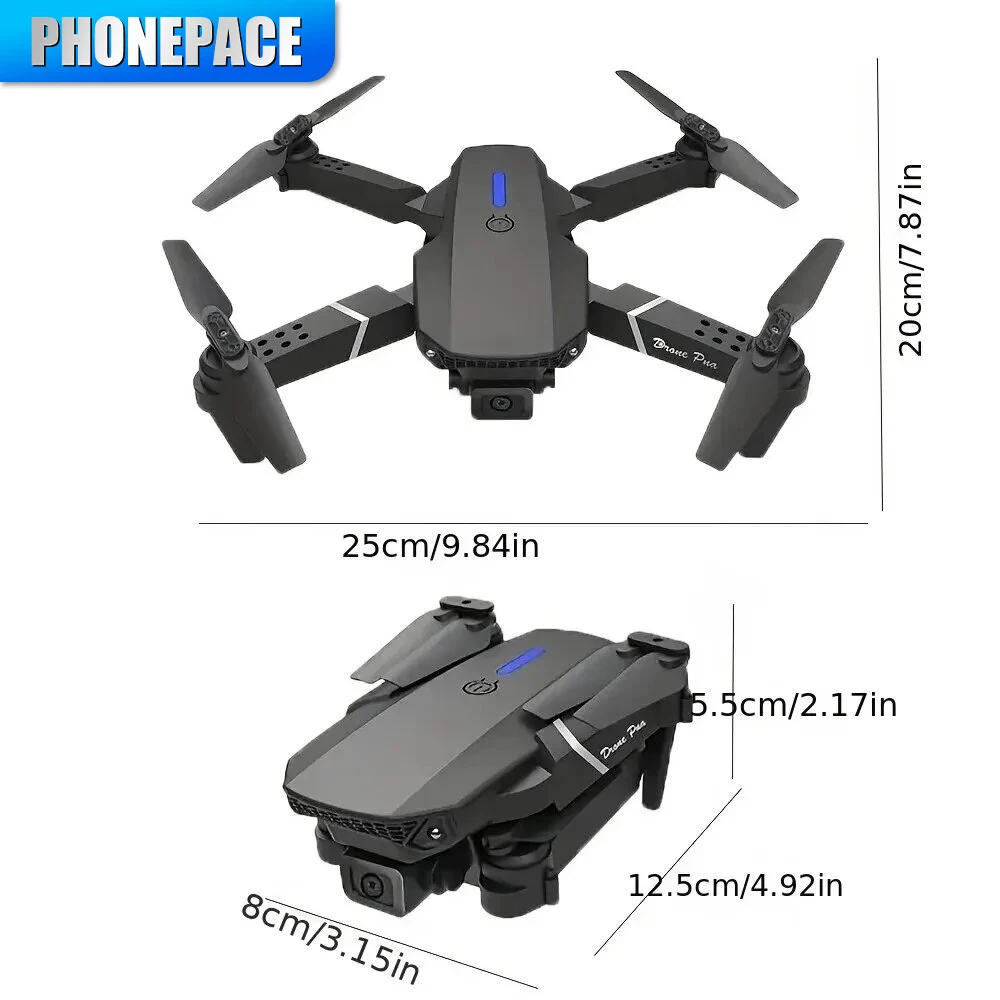 2023 E88 프로 와이파이 FPV 드론, 광각 HD 4K 1080P 카메라 높이 고정, RC 접이식 쿼드콥터 드론, 헬리콥터 장난감 선물, 신제품