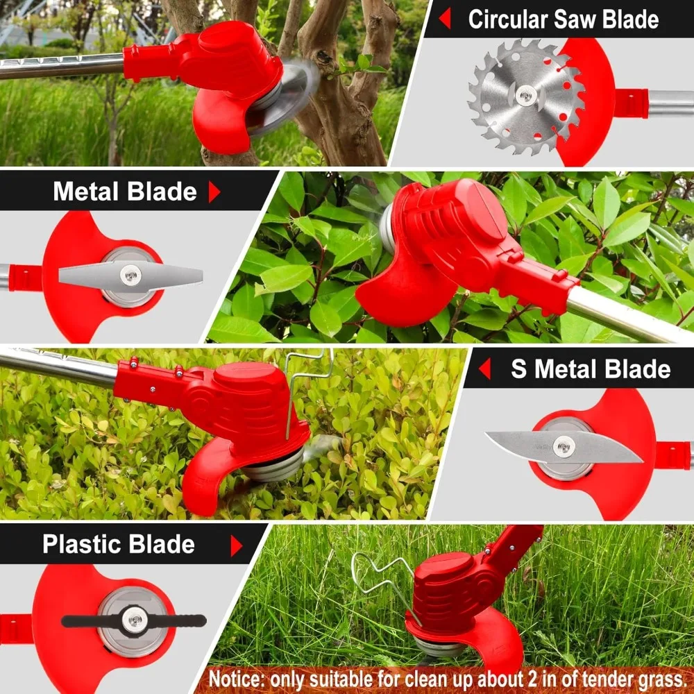 Electric Weed Wacker Eater Battery Powered 21V 4.0Ah, Cordless Grass Trimmer Battery Operated Stringless Brush Cutter,Lightweigt 3