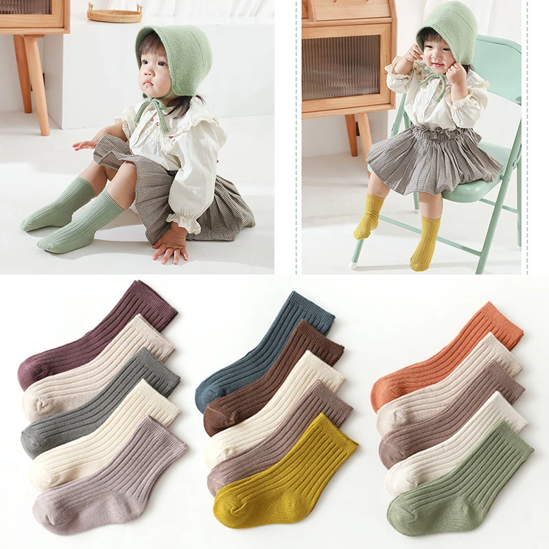 

5Pairs/lot Spring Autumn Baby Girls Boys Socks Cotton Soft Children's Socks Korean Style Socks For Girls Boys 0-8 Years