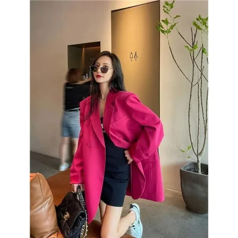 2023 New Blazer Women Korean Fashion Casual Gothic Vintage Dragon Jacket Retro Long Sleeve Thin Loose Blazers Coat Streetwear