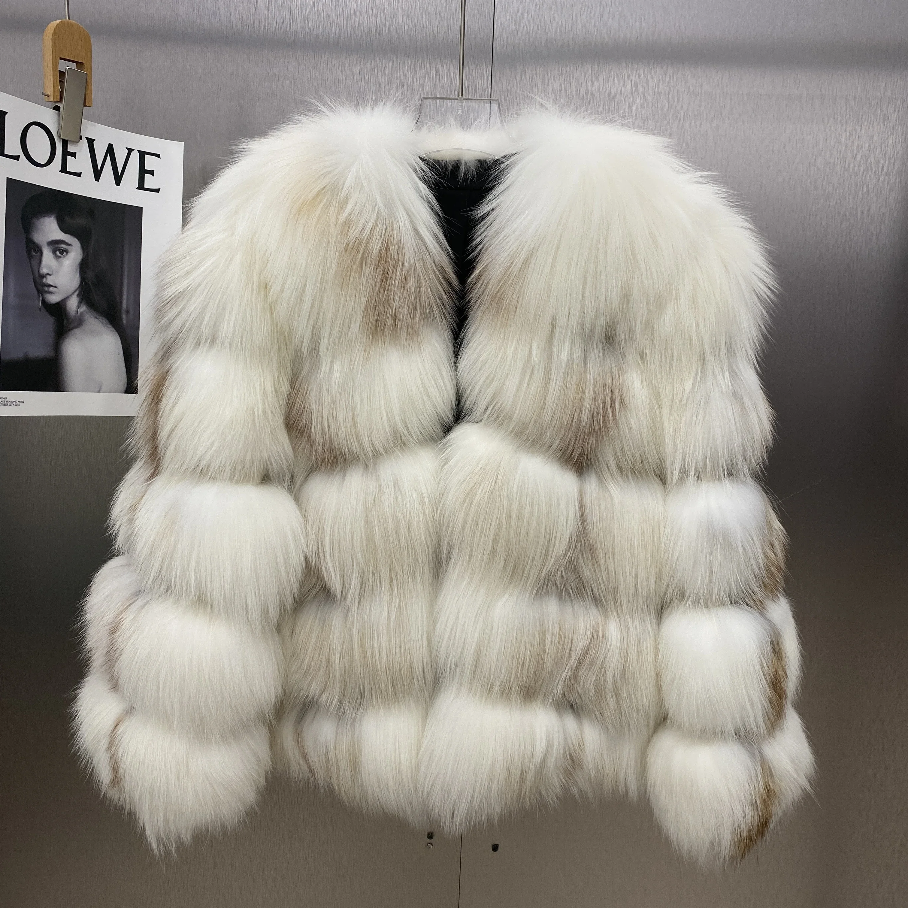 Real Fur Fox Winter Coat New Short Young Cross Fox 2023 Knitted Jackets Thick Warm High Street Autumn/Winter Women's Clothing