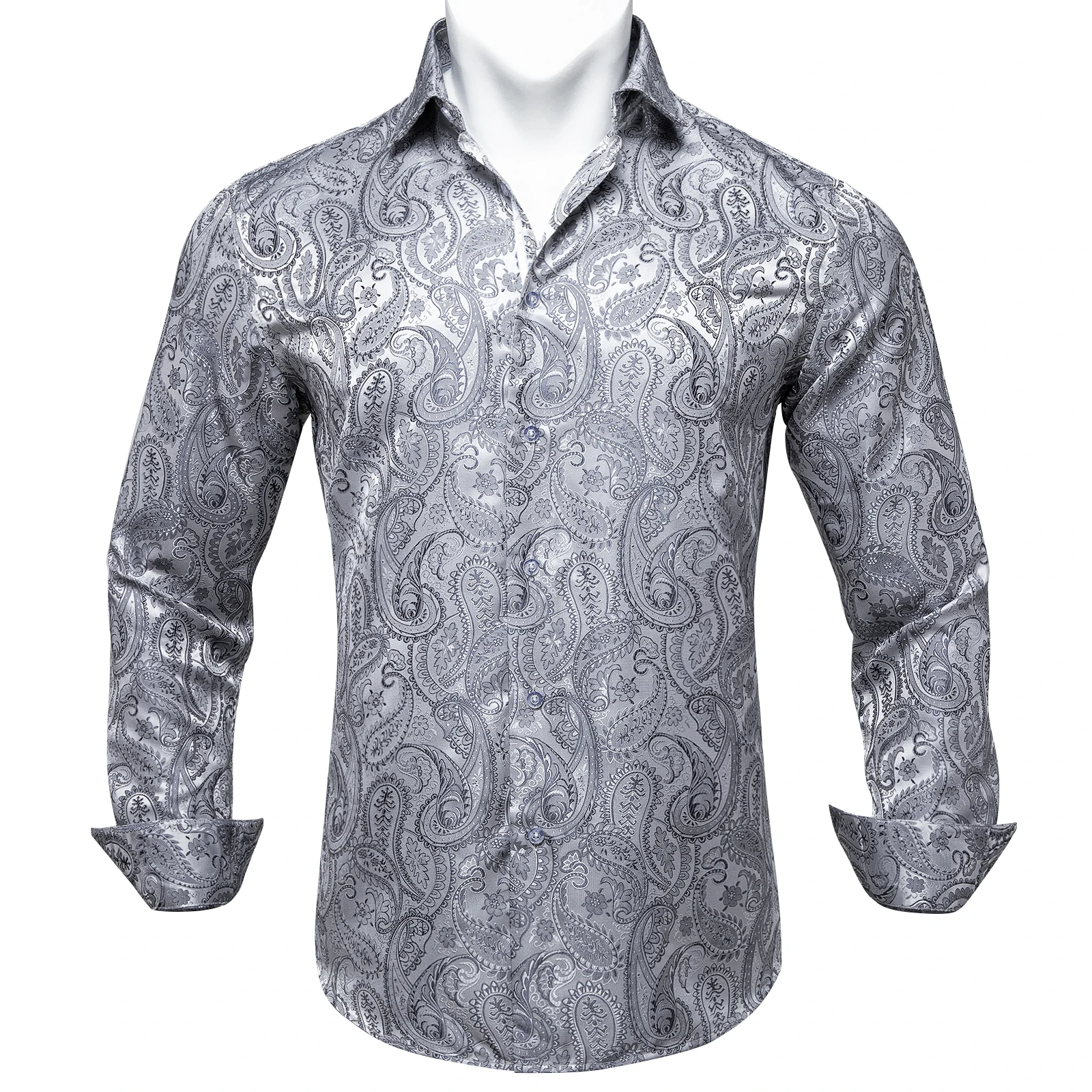 Silk Clothing Silk Shirts Long Sleeve Shirts Men Blue Black