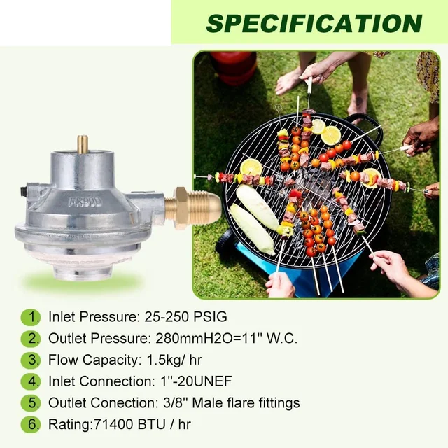 1 Lb Propánszabályozó Szelep Egy Font Ártalmatlanító Palack Csatlakozással 3/8 "Hím Fáklya Illesztés A Lakóautó Grill Főzőlaphoz Bbq - Image 4