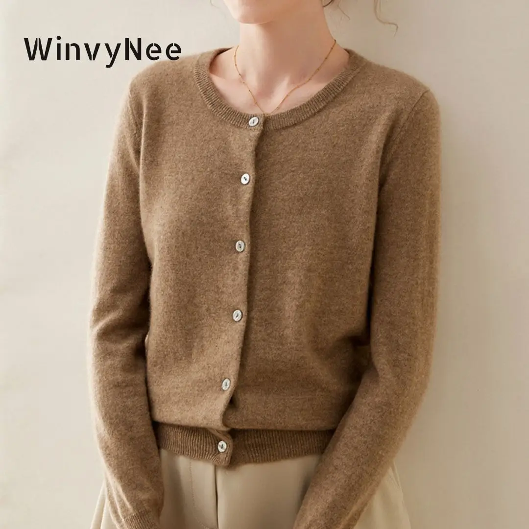 WinvyNee-Women-Cashmere-Merino-Wool-Cardigans-Sweater-Solid-O-neck ...