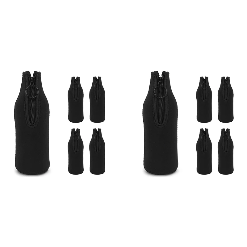 

2X Beer Bottle Cooler Sleeves With Zipper For Party,Beer Holder Collapsible Insulated Bottle Cover For 330Ml Bottles