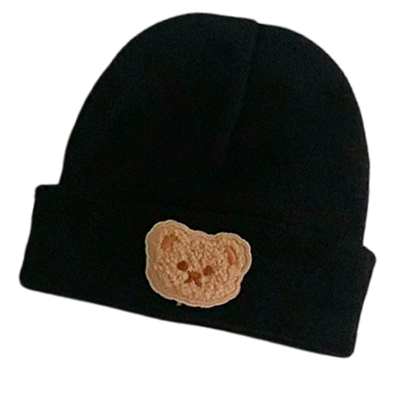 Lovely Bear Designing Toddler Bonnet Soft Knitted Hat Windproof Warm Headwear