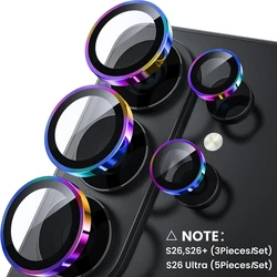 Enhanced Back Camera Protector with 8K HD Glass and Metal Ring Lens Cap - S26 Ultra 5G (5PCS) (Colorful - 03)
