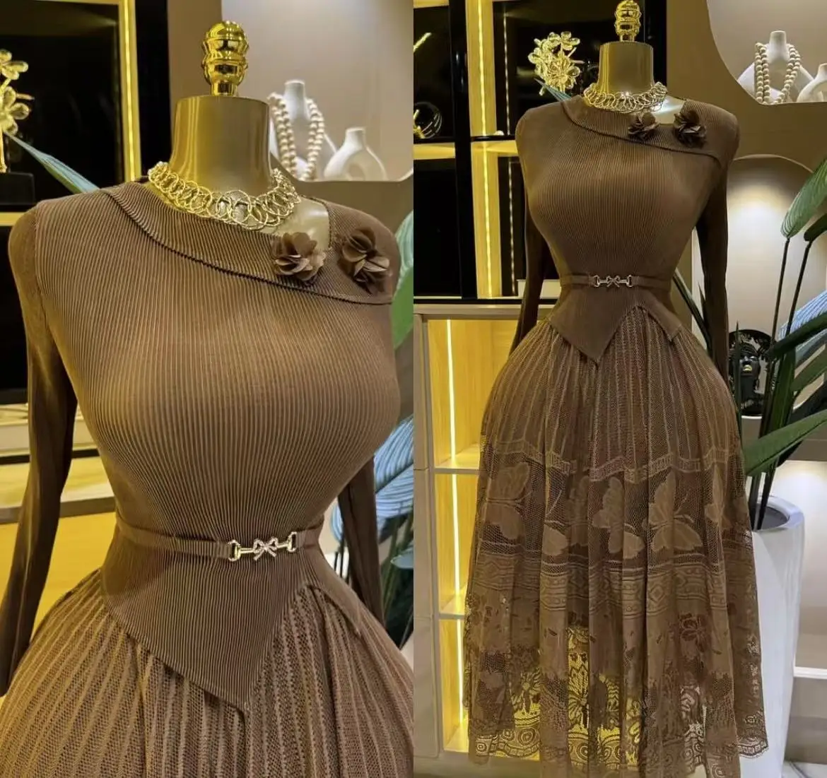 فستان مياكي بطيات 2025 بياقة قطرية أنيق فضفاض بلون...