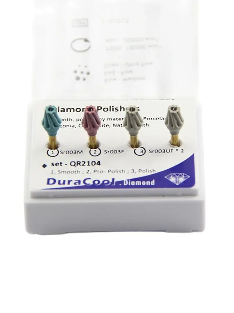 4 teile/satz Dental-Diamant-Gummi polierer zum Polieren von Zirkonoxid-Lithiumdisilikat-Keramik bohrern – Detail 3