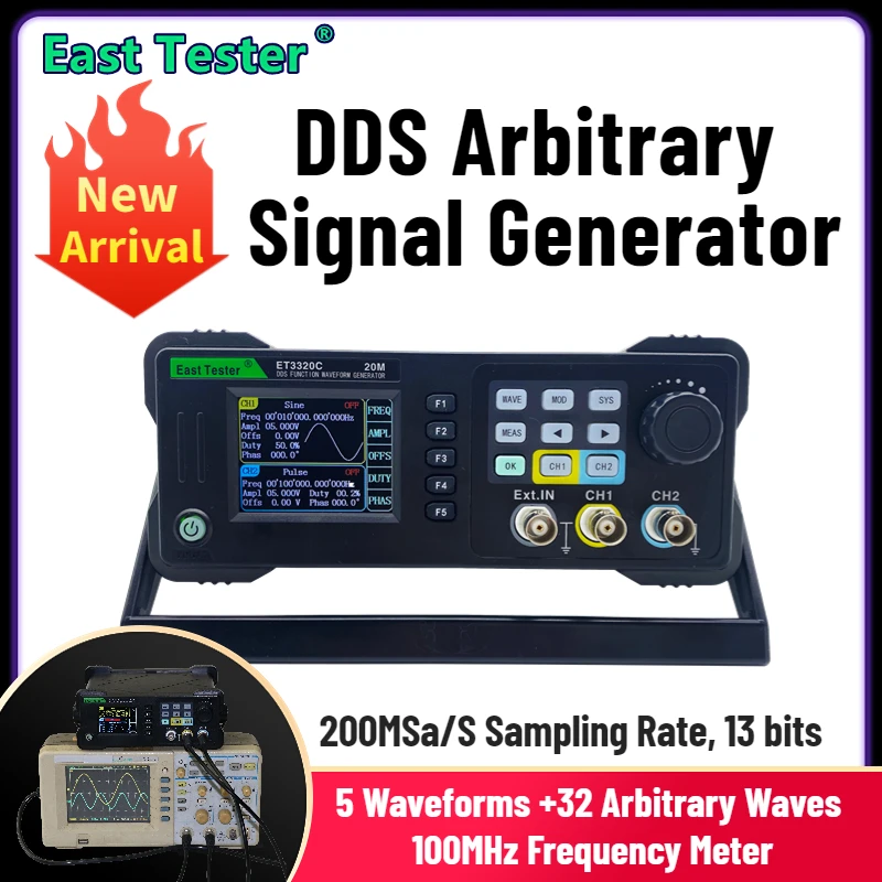 

ET33C Series high-precision Dual Channel Function Arbitrary Waveform Generator Signal Source 20Mhz 40Mhz 60Mhz Frequency Meter