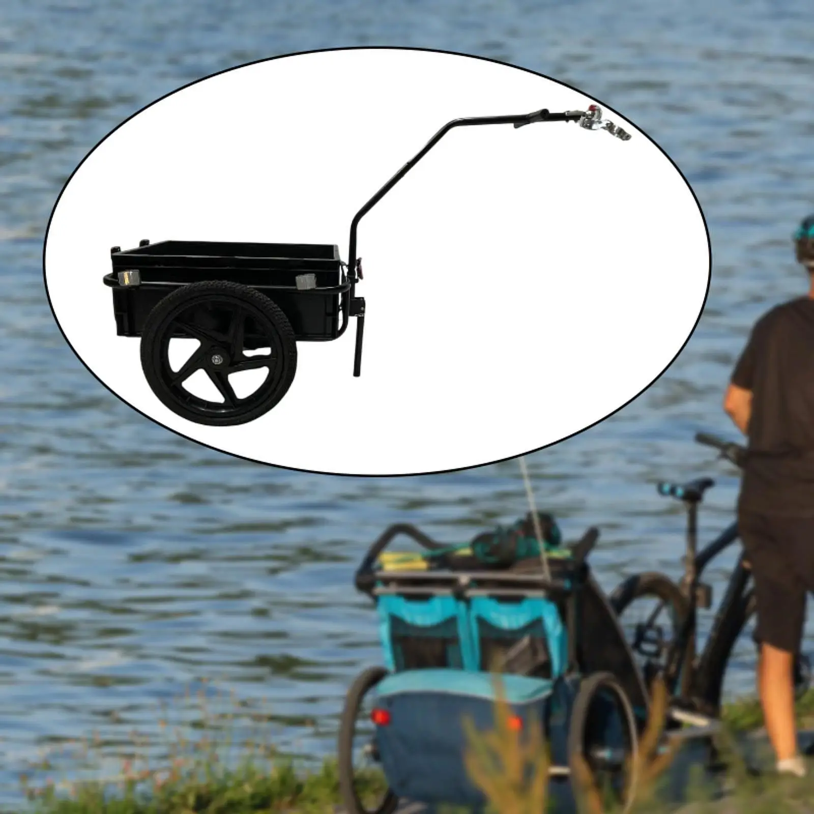Towable Bike Cargo Trailer with Wheels Universal Portable Bicycle Wagon Cart Transportation for Trips Shopping Garden Camping