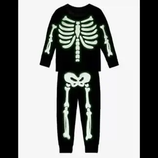 Pigiama Halloween Bambino Luminescente: Set 2 Pezzi A Maniche Lunghe Con Scheletro E Zucca Per Bambini 1-9 Anni (Tabella Taglie Inclusa) - 4