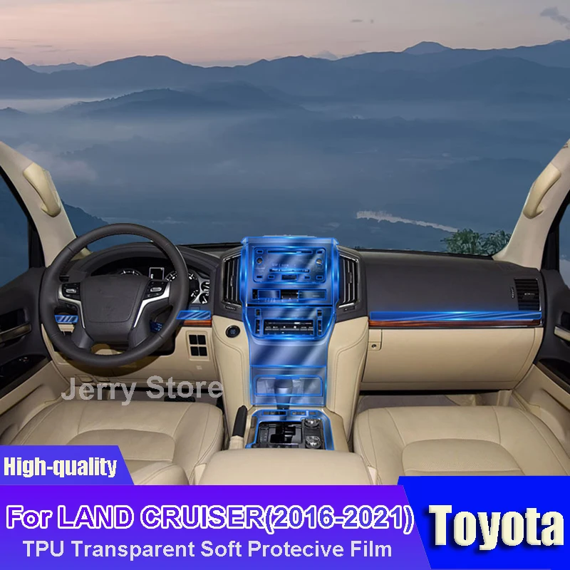 

For Toyota LAND CRUISER (2016-2021) Car Interior Center Console Transparent TPU Protective Film Anti-scratch Repair Car Stickers