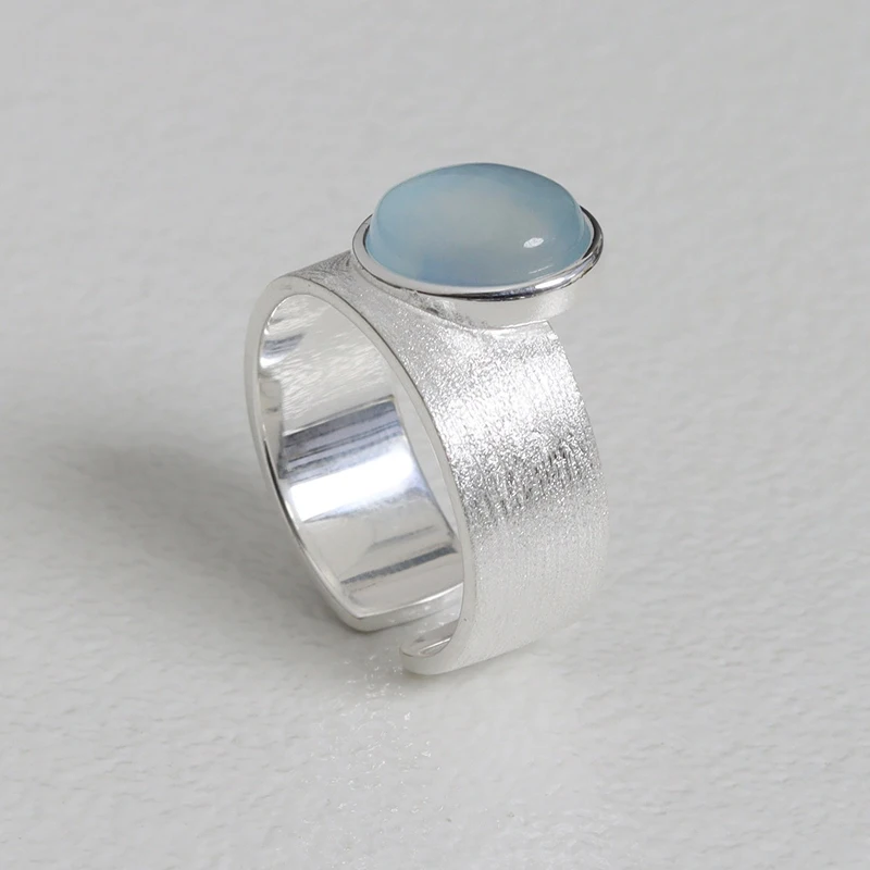 925 Sterling Silver Rings Blue Moonstone