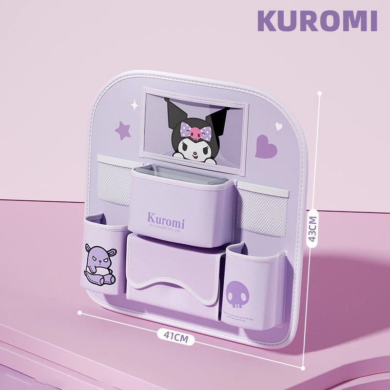 Kuromi Car Seat Back Storage Box Water Cup Holder Tissue Box