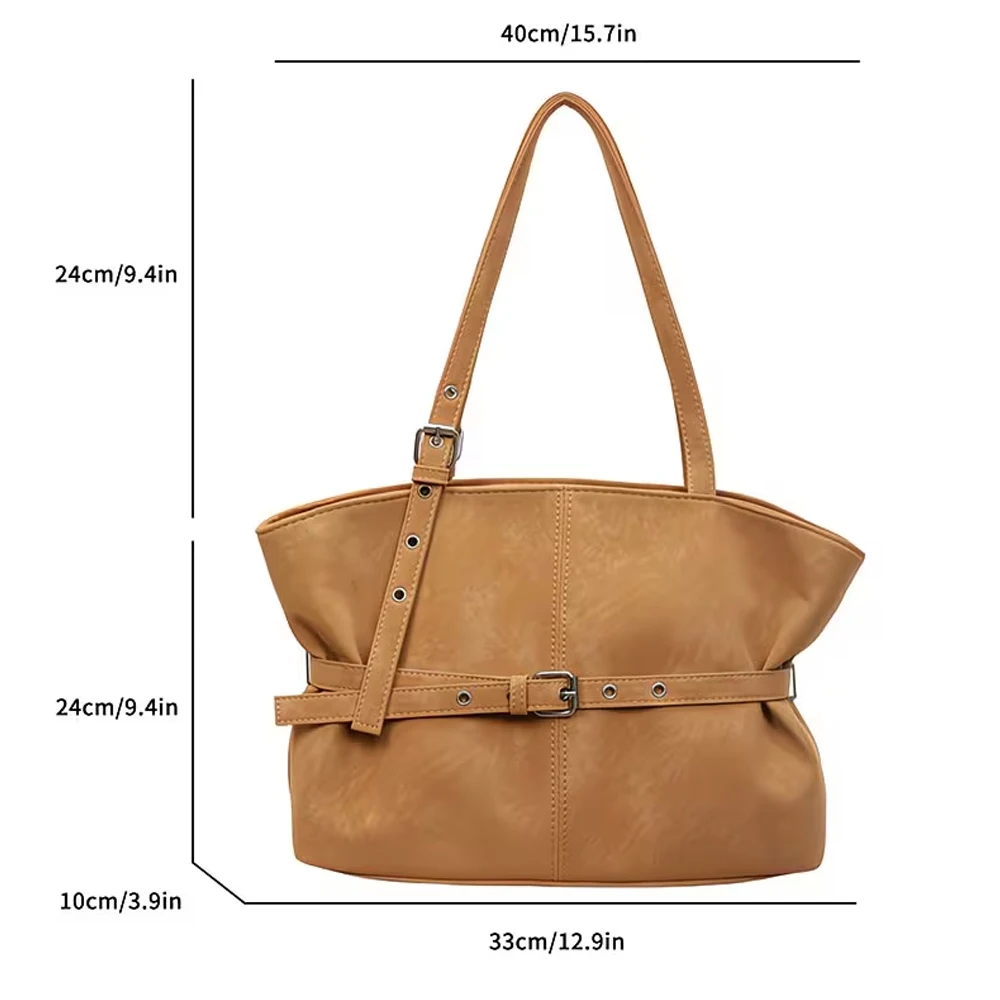 Shoulder bag made of suede/artificial leather, elegant large capacity handbag in a solid color, classic carry bag for daily school...
