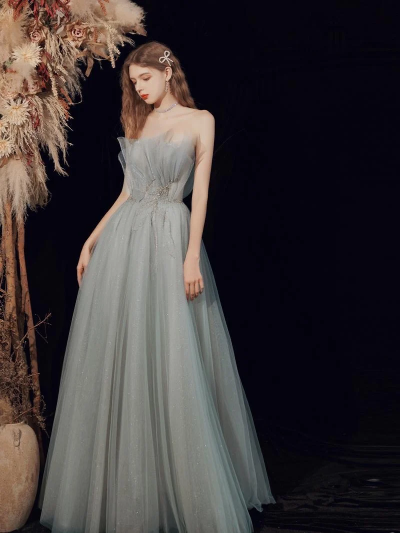 Abiti da Cocktail verdi grigi Appliques di paillettes senza spalline a-line Backless Empire senza maniche perline eleganti abiti da sera da sera