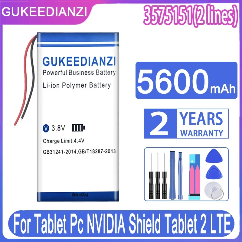 

GUKEEDIANZI Replacement Battery 3575151 5600mAh For Tablet Pc NVIDIA Shield Tablet 2/3 LTE For Nvidiashield K1 Battery 8''Tablet