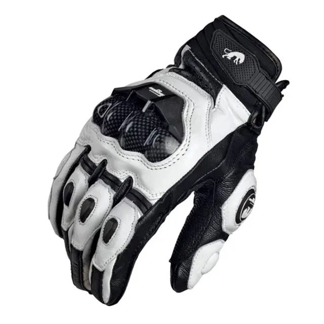 Gants de Moto en Cuir group pour Homme, Noir et Blanc, Étanches, pour Vélo de Route, Course, Été et Hiver 5
