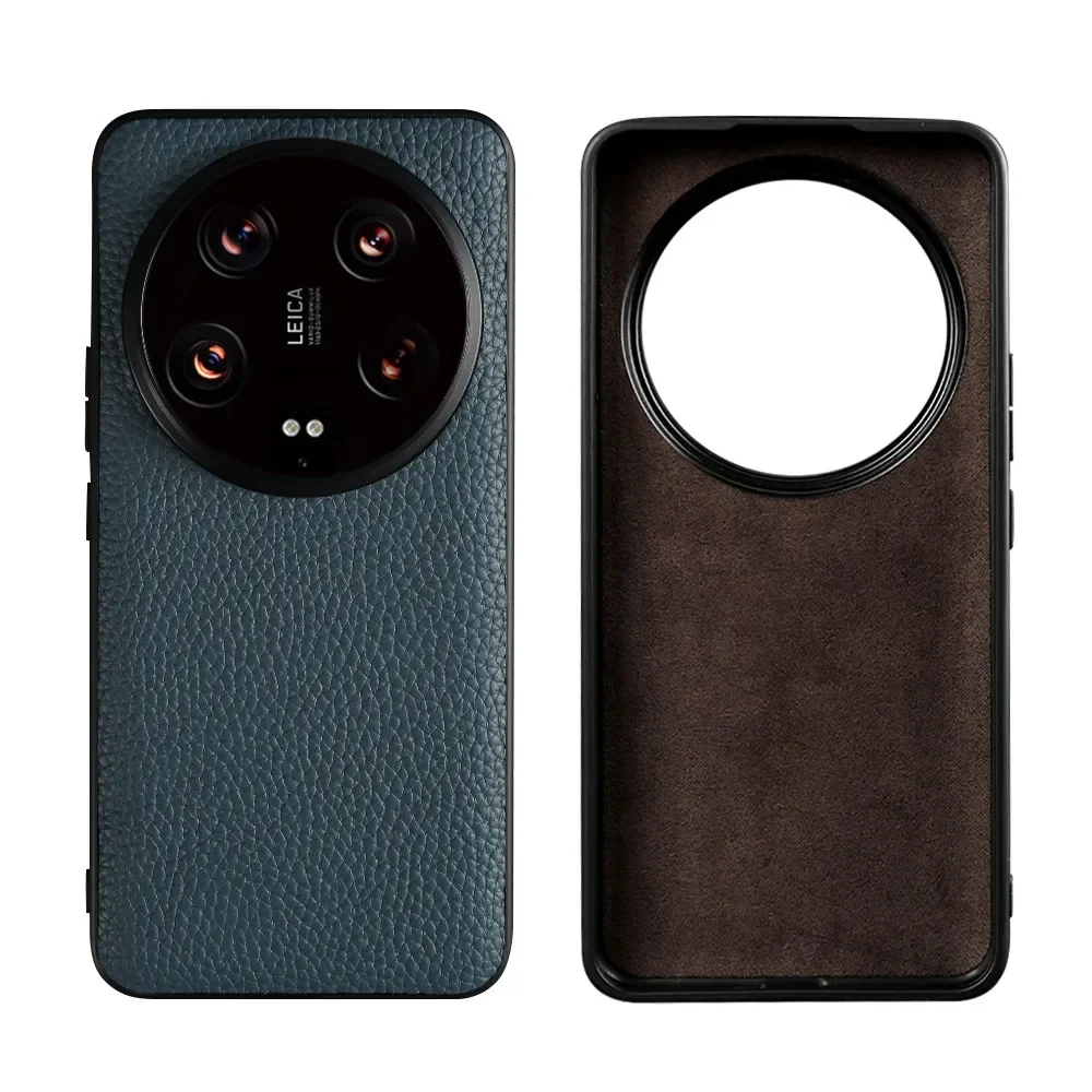 NZN Durable Genuine Leather Full-Wrap Litchi Pattern Phone Case Cover