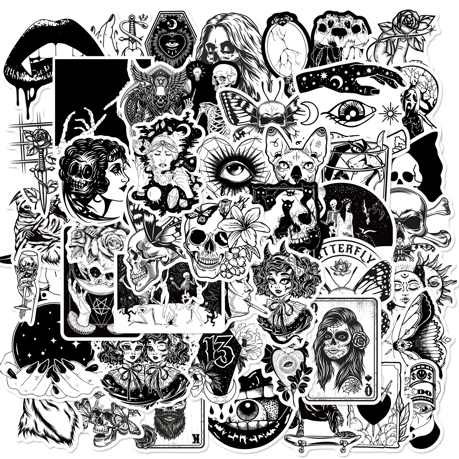 

10/30/50Pcs Retro Gothic Waterproof Graffiti Sticker Aesthetic Decorative Luggage Laptop Phone Diary Scrapbook Kids Stickers