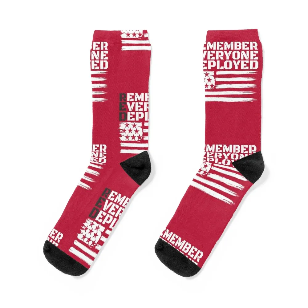 

On Friday We Wear Red, Remember Everyone Deployed Flag Socks professional running hockey Socks Ladies Men's