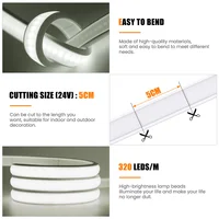 Bande lumineuse solaire flexible à LED COB, 320LED/m, DC 24V, 11x6mm, étanche, blanc naturel chaud, 0.5m, 1m, 2m, 5m, décoration de jardin 6
