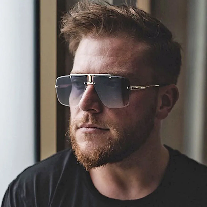 Brand Design Men Rimless Sunglasses Vintage Male Square Sun Glasses Sunglass UV400 Shades Eyewear gafas de sol hombre_voghion.com