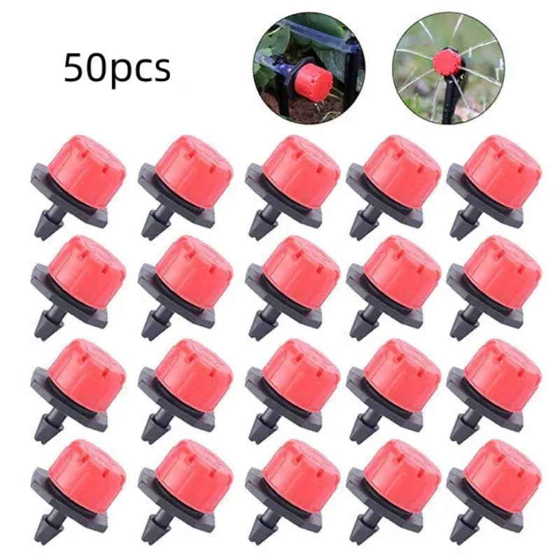 

50pcs Adjustable Irrigation Drippers Sprinklers 1/4'' Emitter Dripper Micro Drip Irrigation Sprinklers for Watering System