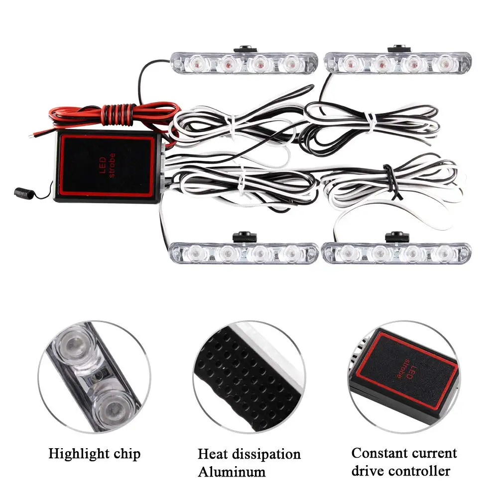 Yifengshun 4 In 4LED Waarschuwingslicht Draadloze Afstandsbediening LED