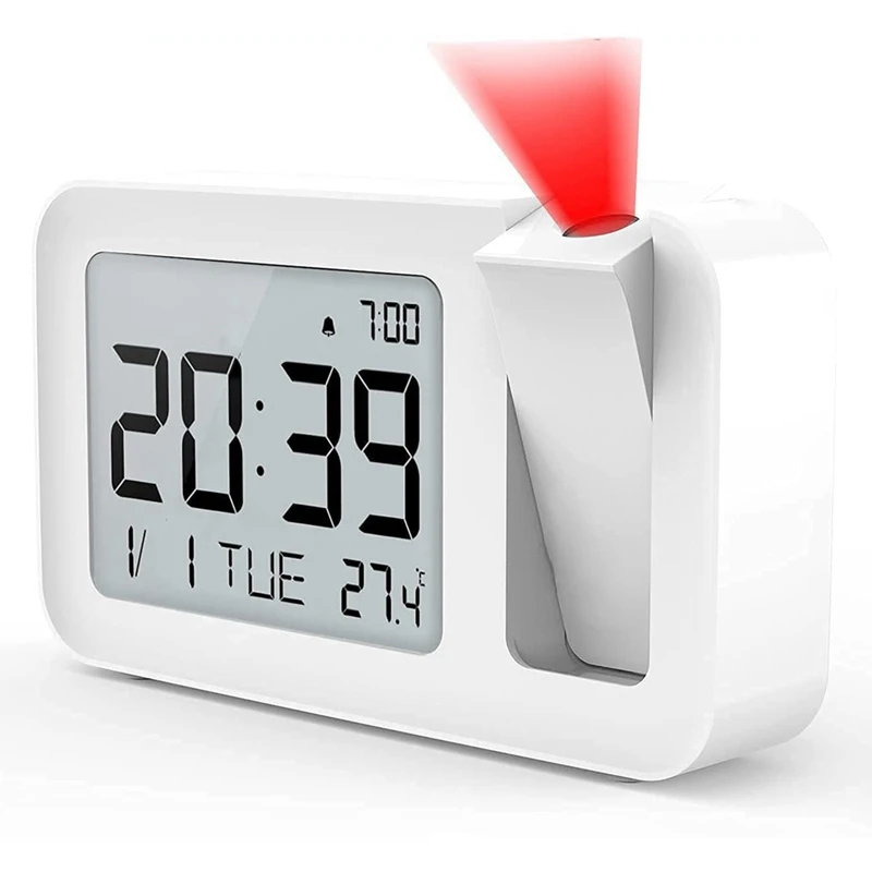 

Projection Alarm Clock With Indoor Temperature, 4 Adjustable Projection Brightness, Alarm Clock Suitable For Bedroom
