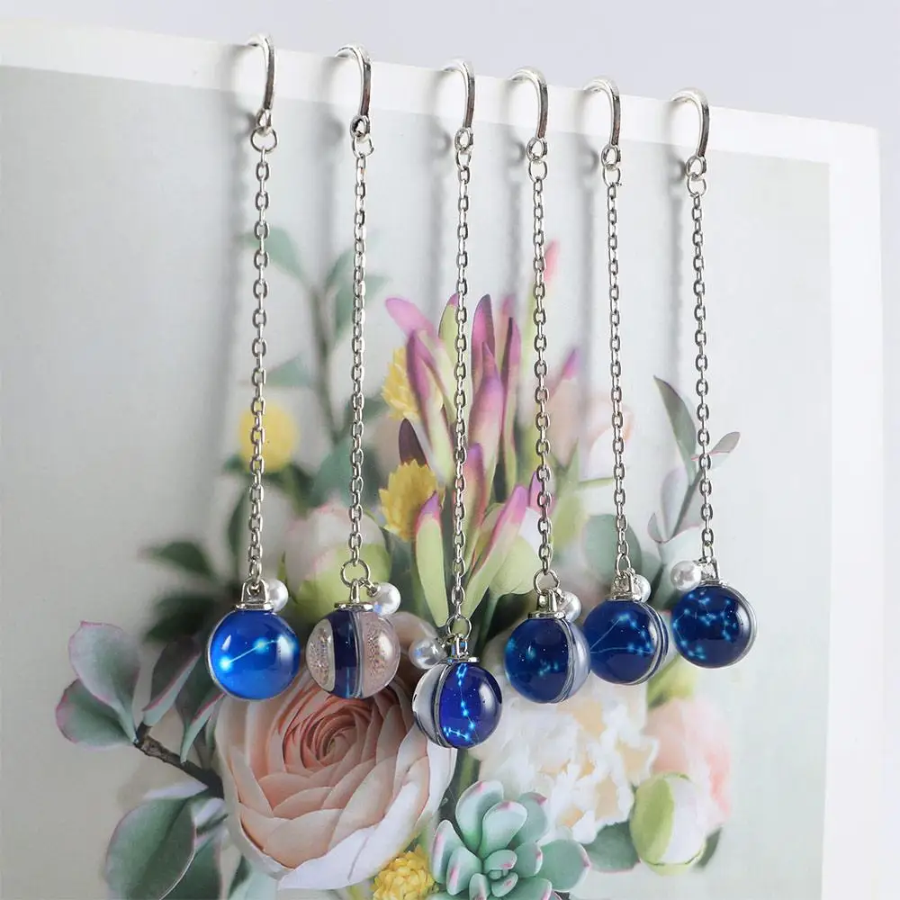 Stationery Luminous Reading Metal Book mark Feather Bookmark Bookmark Pendant 12 Constellation Noctilucent
