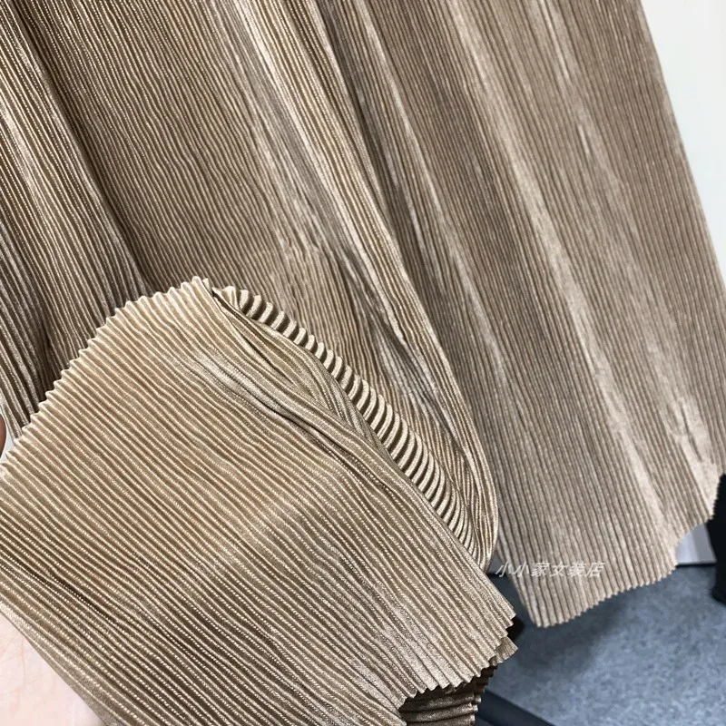 Summer Thin Chiffon Wide Leg Pants For Women Casual Candy Color Loose Long Pants Lady Solid Color Straight Pleated Trousers